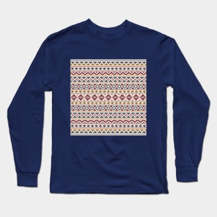 Aztec Essence Pattern II Blue Red Gld Crm Long Sleeve T-Shirt